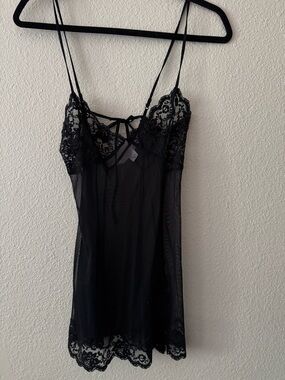 Victoria's Secret Black Lace & Mesh Chemise